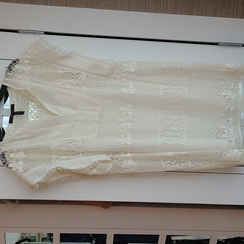 BCBG crochet eyelet white dress beach cover